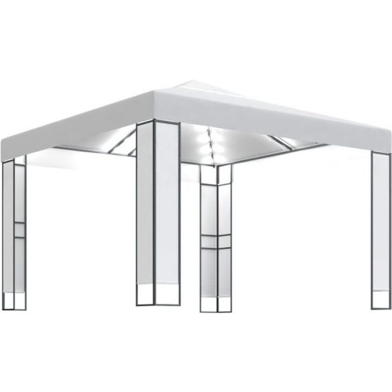 Topdeal - Gazebo with Double Roof&LED String Lights 3x3 m White FF3070302_UK FF3070302_UK 7890123048842
