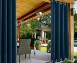 Outdoor Curtains Waterproof Windproof Top and Bottom Eyelet Navy Blue 4x5ft Blackout Gazebo Porch Patio Set of 2 Navy Blue LZL-C-0907035 6286492371048