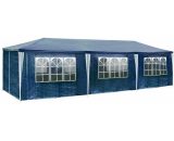 Tectake - Gazebo 9x3m with 8 side panels - garden gazebo, gazebo with sides, camping gazebo - blue - blue 400935 4260182877654