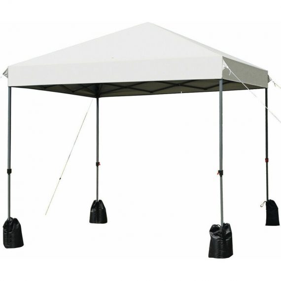 2.5x2.5M Pop up Gazebo, 3-Position Height Adjustable Commercial Instant Canopy Tent with Roller Bag and 4 Sandbags, Garden Patio Sun Shelter for OP70299WH 615200204815