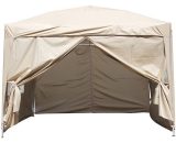 Greenbay Garden Pop Up Gazebo Party Tent Canopy With 4 Sidewalls and Carrying Bag Beige 3x3M 614PG30BE 7425650192098
