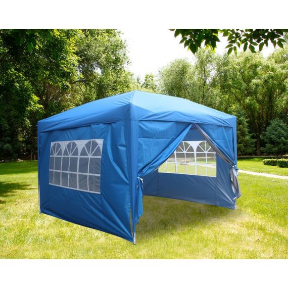 Greenbay Garden Pop Up Gazebo Party Tent Canopy With 4 Sidewalls and Carrying Bag Blue 3x3M 614PG30BU 7425650192111