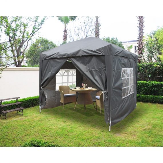 Greenbay Garden Pop Up Gazebo Party Tent Canopy With 4 Sidewalls and Carrying Bag Anthracite 2x2M 614PG20AT 7425650191992