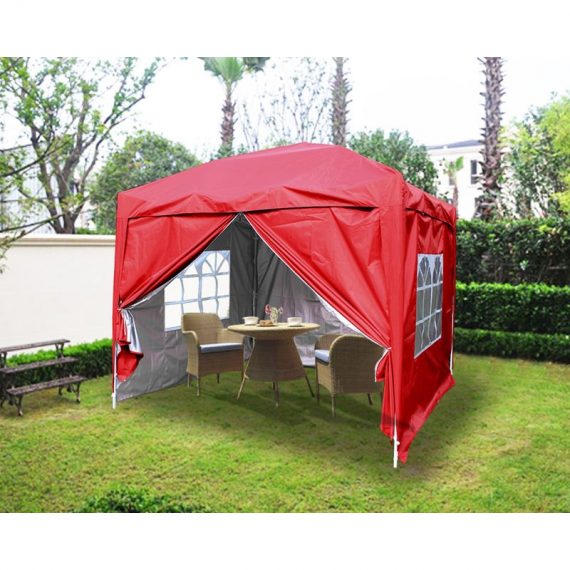 Greenbay Garden Pop Up Gazebo Party Tent Canopy With 4 Sidewalls and Carrying Bag Red 2x2M 614PG20RE 7425650192005