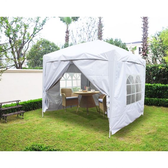 Greenbay Garden Pop Up Gazebo Party Tent Canopy With 4 Sidewalls and Carrying Bag White 2x2M 614PG20WT 7425650192012