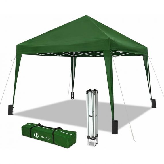 3m x 3m Pop Up Gazebo with 4 Leg Weight Bags, Folding Party Tent for Garden Outdoor, Green - Vounot 6006183854235 8011469867600