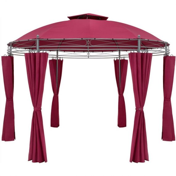 Pavilion Garden Gazebo Party Tent Marquee Toscana Ø350cm Metal Water-repellent Patio Red 994674 4251779107766