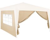 Gazebo Side Panels 3x2m Patio Capri Folding Garden Walls Replacement Exchangeable Party Tent Marquee Cream 107099 4250525365443
