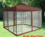 Pavilion Gazebo Side Net Marquee Fly Screen Gathering Mosquito Netting Washable Removable Coffee(Side Net Only) 614GAZEBNETCF 7425650159121