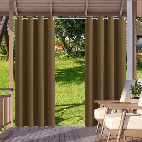 Asupermall - 1 Panel Outdoor & Indoor Curtain Sun Blocking Privacy Grommet Curtains for Pergola Porch Pavilion Garden Lawn Corridor Wind Resistant H44654BR 805444638570