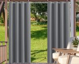 Asupermall - 1 Panel Outdoor & Indoor Curtain Sun Blocking Privacy Grommet Curtains for Pergola Porch Pavilion Garden Lawn Corridor Wind Resistant H44654GY 805444638600