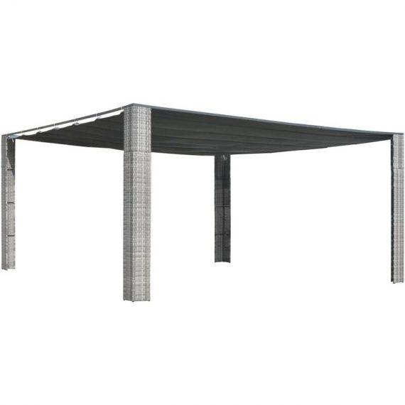 Devenirriche - Gazebo with Sliding Roof Poly Rattan 400x400x200 cm Grey and Anthracite - Anthracite MM-41465