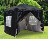 Green Bay - Greenbay Garden Pop Up Gazebo Party Tent Canopy With 4 Sidewalls and Carrying Bag Black 2.5x2.5M 614PG25BK 7425650192036