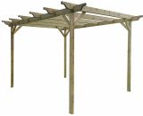 Arbor Garden Solutions - Sculpted Wooden Garden Pergola Kit, 3.6m x 3.6m , (4 uprights) Rustic Brown PERGOLA-3.6X3.6M-RB