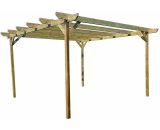 Arbor Garden Solutions - Chamfered Wooden Garden Pergola Kit, 1.8m x 4.8m , (4 uprights) Rustic Brown CHAMFERED-1.8X4.8M-RB