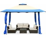 4 x 4m Pop up Outdoor Gazebo Large Patio Party Tent w/ 2-Tier Roof Adjustable OP70811BL 615200227838