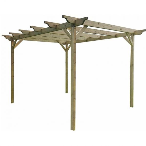 Arbor Garden Solutions - Sculpted Wooden Garden Pergola Kit, 1.8m x 1.8m , (4 uprights) Rustic Brown PERGOLA-1.8X1.8M-RB