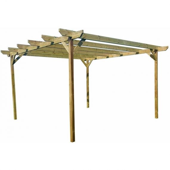 Arbor Garden Solutions - Chamfered Wooden Garden Pergola Kit, 1.8m x 4.2m , (4 uprights) Rustic Brown CHAMFERED-1.8X4.2M-RB