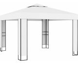 Gazebo with Double Roof 3x3 m White - White MM-44003