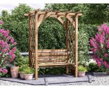 Pergola with Seat Bench Lattice Trellis Arbour Wooden Furniture Garden Plant Frame Jasmine 7889 5055438719685
