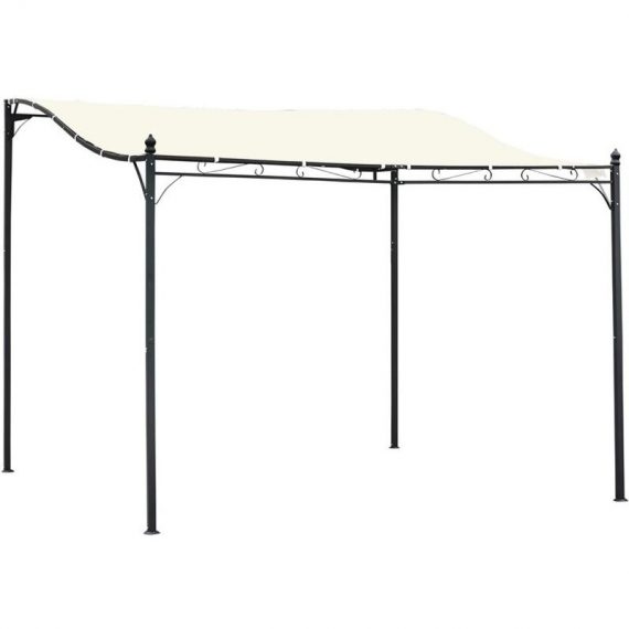 3 x 3M Wall Mounted Awning Free Stand Canopy Shade Garden Porch Pergola - Cream - Outsunny 5055974854222 5055974854222