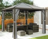 Axhup - Gazebo Outdoor, 3m x 3m Aluminum Canopy Tent Shelter with Double Top and Netting for Garden Patio (Gray) 1dj2855034AAA 5080300195557