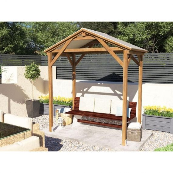 Dunster House Ltd. - Gazebo Slate Effect Gable Roof Garden Shelter Shade Canopy - Utopia Open 2m x 1.2m 8366 5055438719708