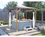 Dunster House Ltd. - Hot Tub Gazebo Slate Effect Gable Roof Garden Shelter - Erin Open 2.5m x 2.5m 8368 5055438719692