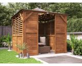 Dunster House Ltd. - Wooden Gazebo with Sides Erin 2.5m x 2.5m - Half Wall Half Louvre and Front Panel Garden Shelter Pressure Treated Hot Tub 4074 5055438715632