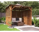 Dunster House Ltd. - Wooden Gazebo with Sides Erin 2.5m x 2.5m - Half Height Solid Wall Half Louvre Garden Shelter Pressure Treated Hot Tub Pavilion 4072 5055438715618