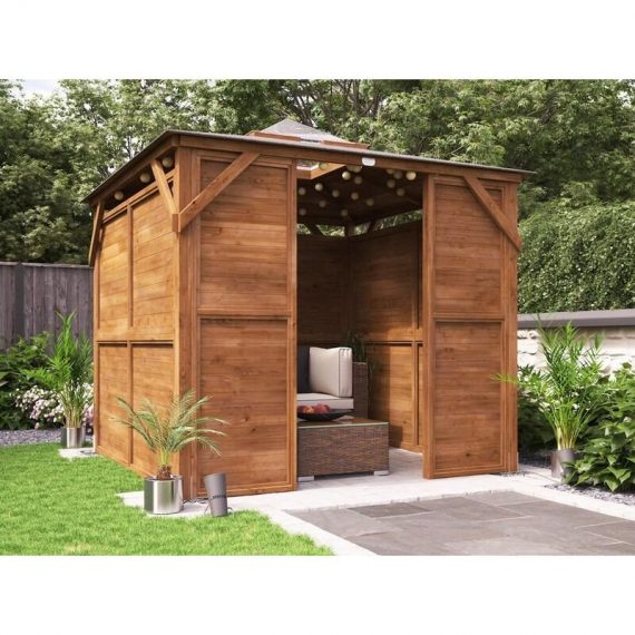 Dunster House Ltd. - Wooden Gazebo with Sides Erin 2.5m x 2.5m - Solid Wall Panels and Front Panel Garden Shelter Pressure Treated Hot Tub Pavilion 4068 5055438715571