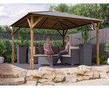 Dunster House Ltd. - Wooden Gazebo Utopia 300 3m x 3m - Heavy Duty Garden Shelter Pressure Treated and Roof Shingles 2681 5055438715410