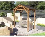 Dunster House Ltd. - Wooden Gazebo Utopia Gable 2m x 1.2m - Heavy Duty Garden Shelter Pressure Treated and Roof Shingles 8632 5055438720001