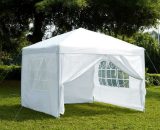 2.5x2.5m Pop Up Gazebo With Sides Outdoor Garden Heavy Duty Party Tent, White 333755 5056512957757