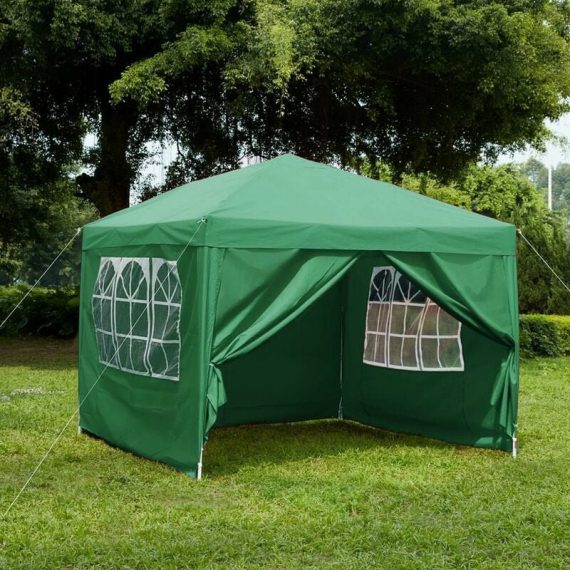 2.5x2.5m Pop Up Gazebo With Sides Outdoor Garden Heavy Duty Party Tent, Green 333756 5056512957764