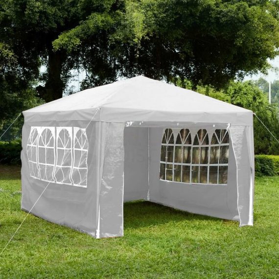 3x4m Gazebo Waterproof Sides Party Tent Marquee Garden Outdoor Canopy, White 333743 5056512957634