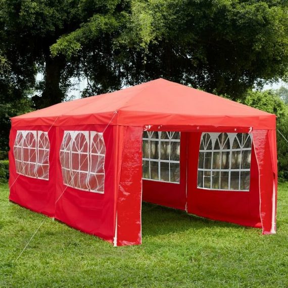 Home Discount - 3x6m Gazebo Waterproof Sides Party Tent Marquee Garden Outdoor Canopy, Red 333750 5056512957702