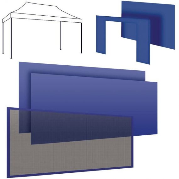 Complete set for gazebo 3x4m: 2 side tarpaulins 4,5 + 1 side tarpaulin 3m + door tarpaulin + mosquito net blue BNDL-3X4BL-3L1P1Z 8058946870487