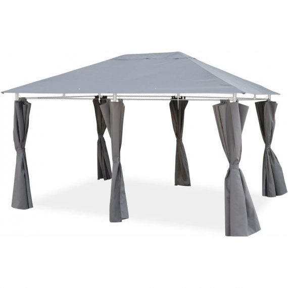 Grey replacement canopy and side curtain kit for Elusa 3x4m gazebo - replacement gazebo canopy and side curtains - Grey PGCOVER3X4GY 3760287189467