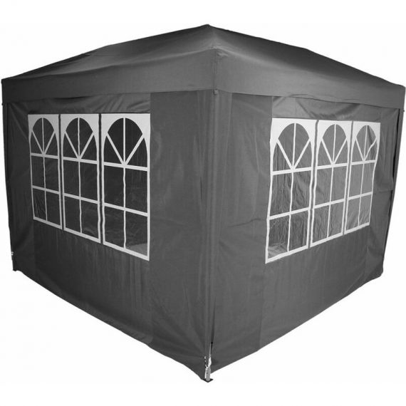 3 x 3m Pop Up Gazebo With 4 Sides with Carry Bag - Grey - Grey - Charles Bentley GLGZ2GY 5014555011355