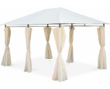 Gazebo 3 x 4 m - Divio - Off-white canopy - Garden tent with curtains, terrace gazebo shelter - Off-white PGSKD3X4NAT 3760287185230