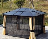 Unique-home-furniture - Garden Gazebo Canopy led Solar Light Large Metal Structure Hot Tub Patio Shelter 7444025092247