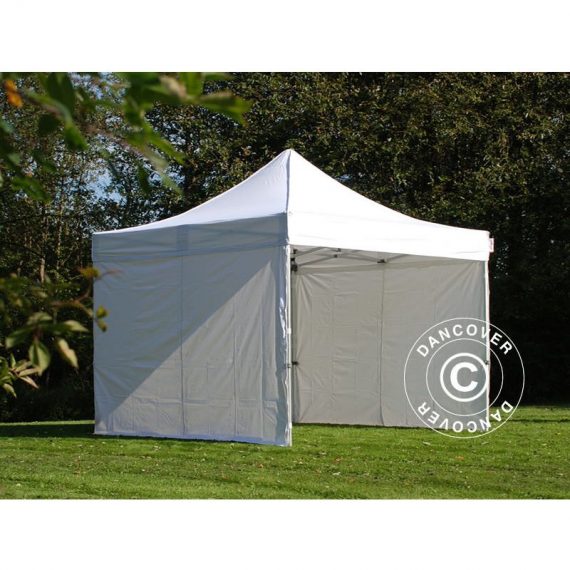 Dancover - Pop up gazebo FleXtents Pop up canopy Folding tent Steel 4x4 m White, incl. 4 sidewalls - White 5710828889415 5710828889415
