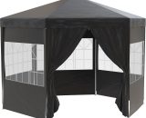 Outsunny 3.9m Gazebo Canopy Party Tent with 6 Removable Side Walls for Outdoor Event with Windows and Doors, Black 84C-196BK 5056534567019