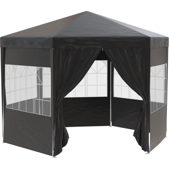 Outsunny 3.9m Gazebo Canopy Party Tent with 6 Removable Side Walls for Outdoor Event with Windows and Doors, Black 84C-196BK 5056534567019