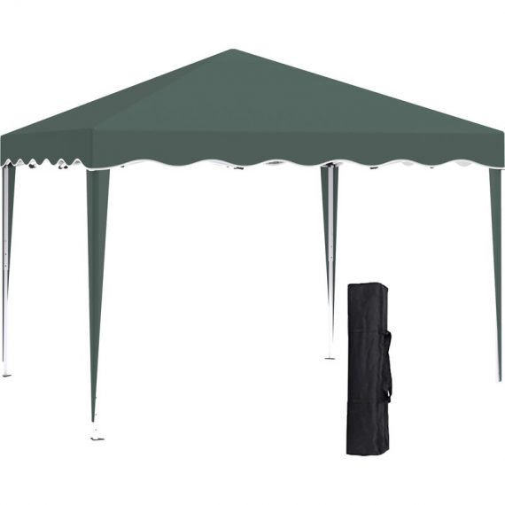 Outsunny 3x3(m) Pop Up Gazebo Canopy, Foldable Tent with Carry Bag, Adjustable Height, Wave Edge, Garden Outdoor Party Tent, Green 84C-263GN 5056534574406