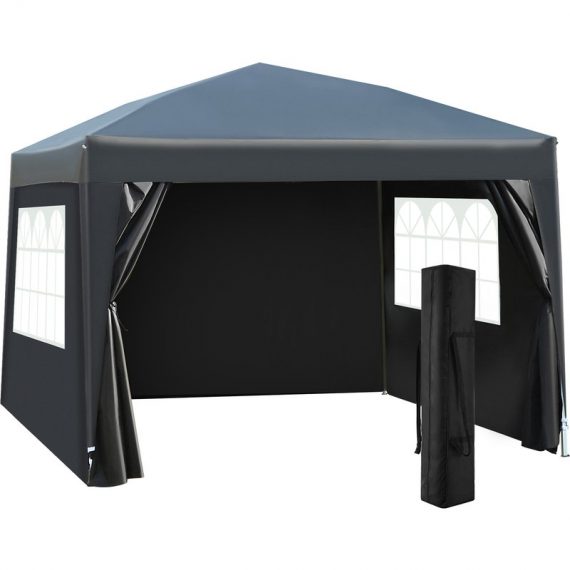 Outsunny 3x3m Pop up Gazebo Marquee-Black Water Resistant Wedding Camping Party Tent+ Free Carry Bag-Black 100110-067BK 5060348504092