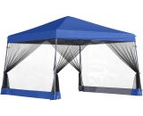 Outsunny 3.6 x 3.6m Outdoor Garden Pop-up Gazebo Canopy Tent Sun Shade Event Shelter Folding with Mesh Screen Side Walls  - Blue 84C-155BU 5056029891117