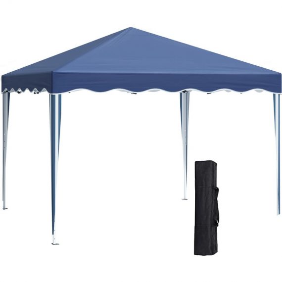 Outsunny 3x3(m) Pop Up Gazebo Canopy, Foldable Tent with Carry Bag, Adjustable Height, Wave Edge, Garden Outdoor Party Tent, Blue 84C-263 5056534574314