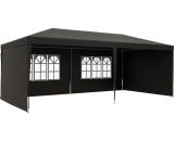 Outsunny 6 x 3 m Party Tent Gazebo Marquee Outdoor Patio Canopy Shelter with Windows and Side Panels, Dark Grey 840-062V01CG 5056602964481